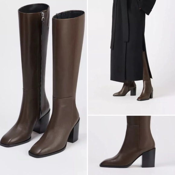 Aeyde Shoes - Aeyde Teresa Calf Knee High Tall Zip Brown Moka Mocha Boots 36 US 6, 5.5